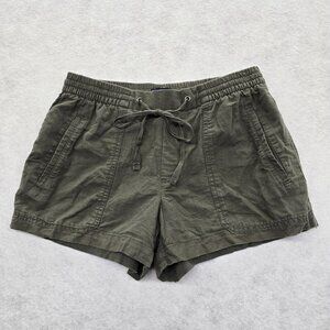 Gap Factory Linen Blend Shorts Women's Size Small Pull On Drawstring Green